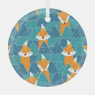 Illustration niedlicher Vintager Füchse Ornament Aus Glas