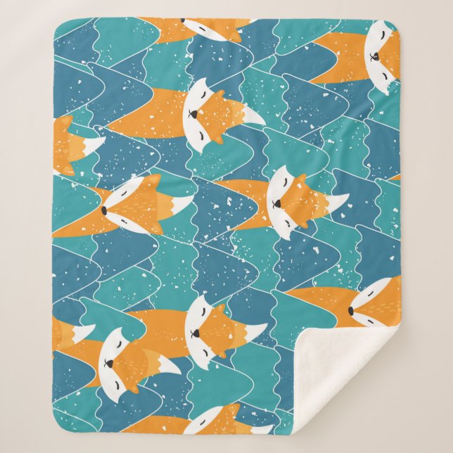 Illustration niedlicher Vintager Füchse Sherpadecke (Vorderseite)