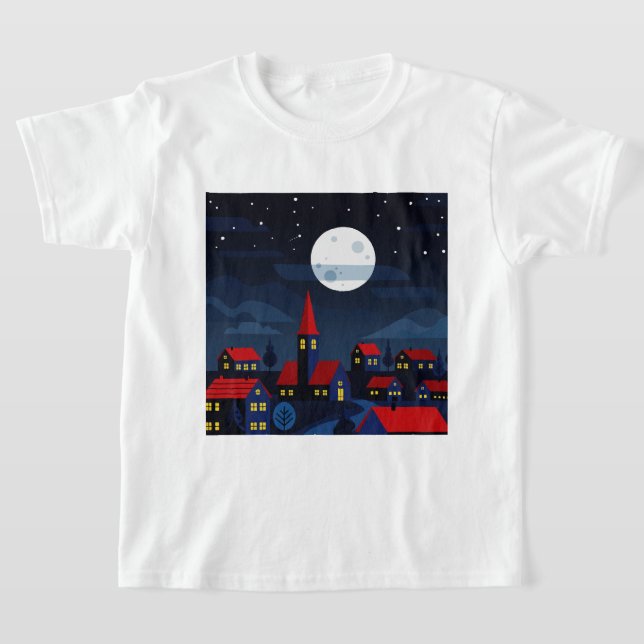 Illustration of a peaceful night town T-Shirt (Ablage )