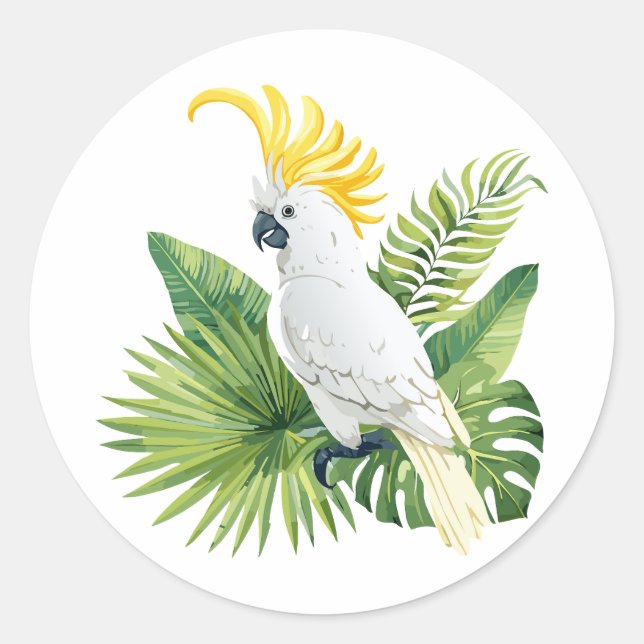Illustration of parrot cockatoo runder aufkleber (Vorderseite)