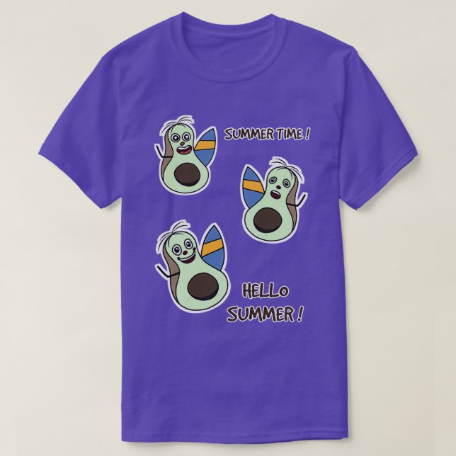 Illustration Pack von Avocado Surfing Sommerzeit B T-Shirt (Design vorne)
