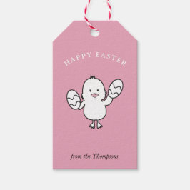Illustration Pastel Pink Niedlich Osterküken & Eie Geschenkanhänger