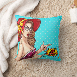 Illustration Pop Art Girl Décoratif Thro Coussin