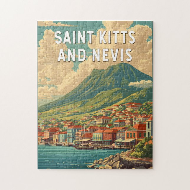 Illustration Reise Kunst Saint Kitts und Nevis (Vertikal)