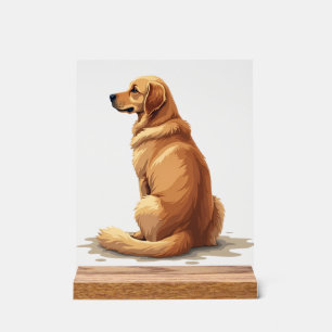 Illustration Rétro de Golden Retriever Vue Arrière