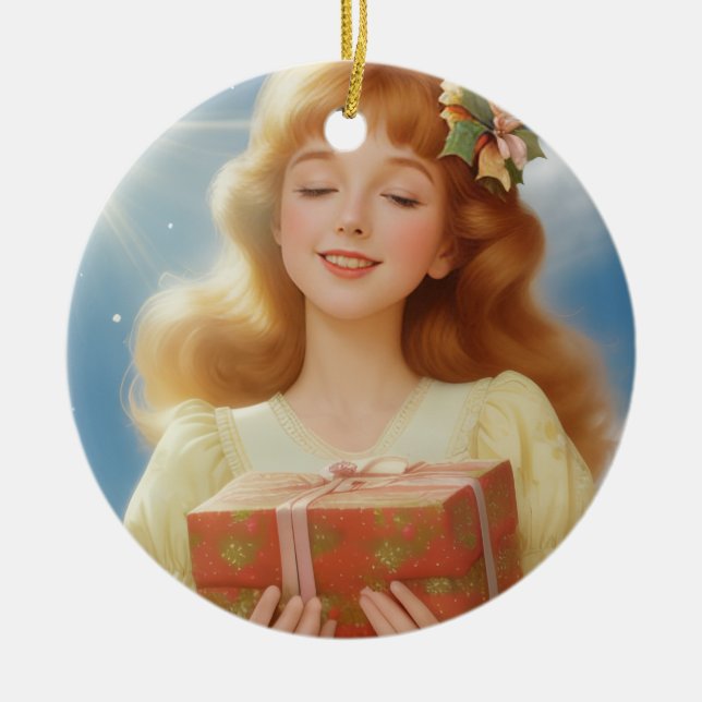 Illustration rétro de Noël Keramik Ornament (Vorne)