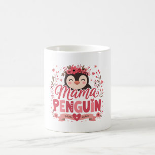 Illustration rosa Pinguin-Mama Mutterliebe Kaffeetasse