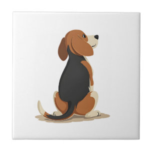 Illustration Rückansicht Vintage-Beagle-Hund Haust Fliese