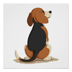 Illustration Rückansicht Vintage-Beagle-Hund Haust Poster