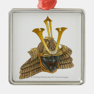 Illustration Samuraisturzhelms des des 16. Silbernes Ornament