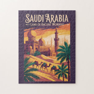 Illustration Saudi-Arabien Wüsten Reise Kunst Retr