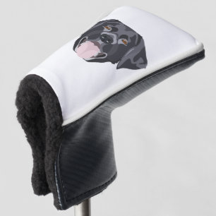 Illustration schwarz Labrador Retriever mit Läche Golf Headcover