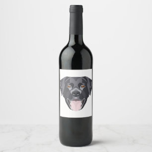 Illustration schwarzer Labrador Retriever mit Läch Weinetikett