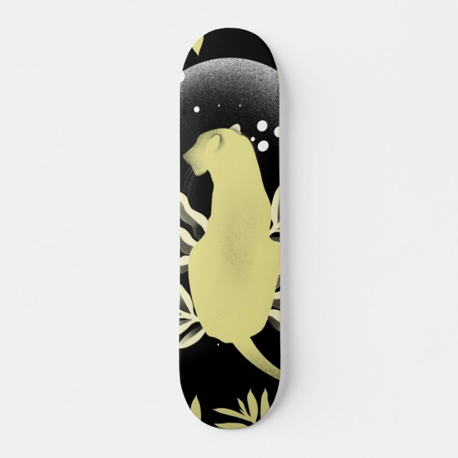 Illustration Surreal Dreamy Lion Wild Animal Moon Skateboard (Vorne)