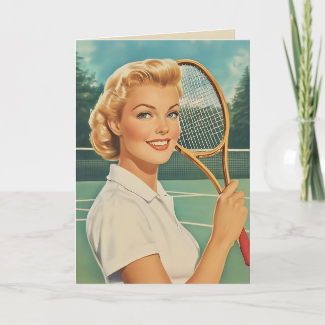 Illustration Tennis Woman in der Zeitschrift der 5 Einladung (Vorderseite)