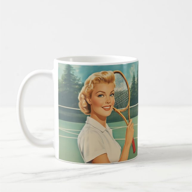 Illustration Tennis Woman in der Zeitschrift der 5 Kaffeetasse (Links)