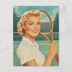 Illustration Tennis Woman in der Zeitschrift der 5 Postkarte