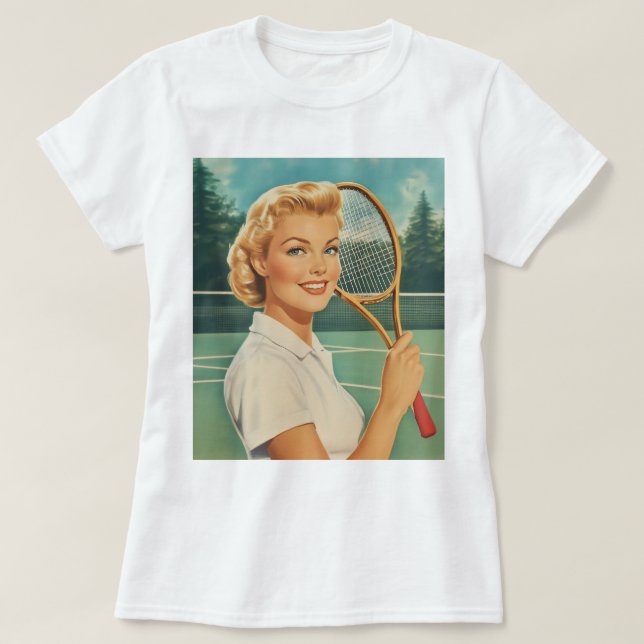 Illustration Tennis Woman in der Zeitschrift der 5 T-Shirt (Design vorne)