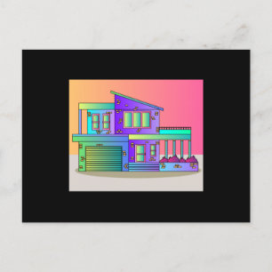 Illustration Traumhaus Villa Wirkung Postkarte