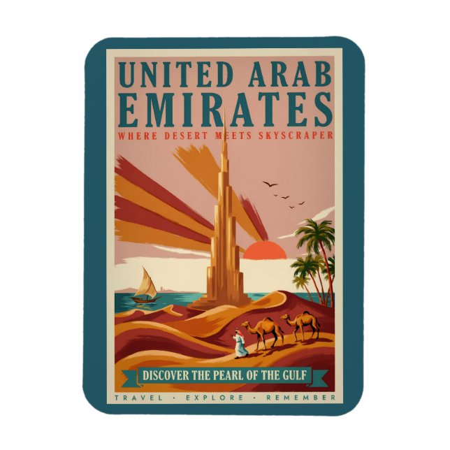 Illustration UAE Kamel Burj Khalifa Reise Kunst Magnet (Vertikal)