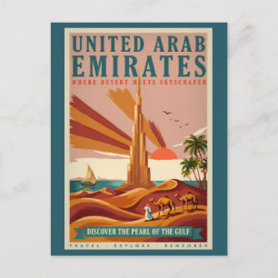 Illustration UAE Kamel Burj Khalifa Reise Kunst Postkarte