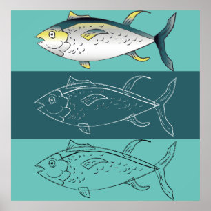 Illustration über die Fischleine Poster