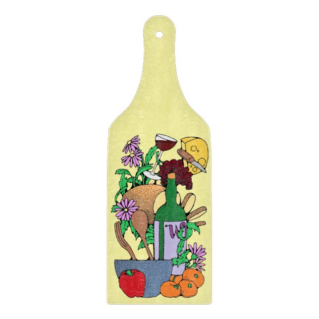 Illustration über Käse- und Weinliebhaber Schneidebrett (Vorderseite)