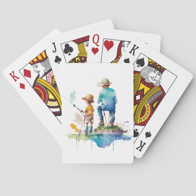 Illustration über Vater und Sohn Wasserfarbe Kunst Spielkarten (Rückseite)