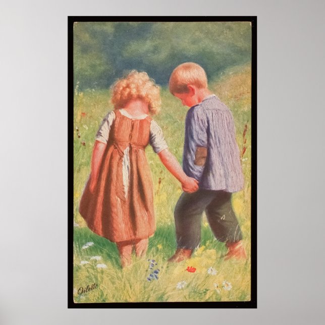 Illustration über Vintage Kinder Poster (Vorne)