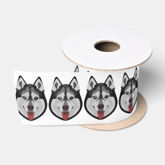 Illustration verfolgt Gesicht sibirischen Husky Satinband