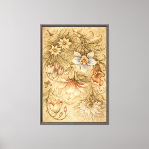 Illustration Vintage Botanischer Blumen Leinwanddruck