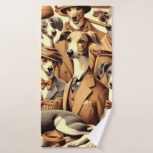 Illustration vintage de Greyhound (Serviette de bain)