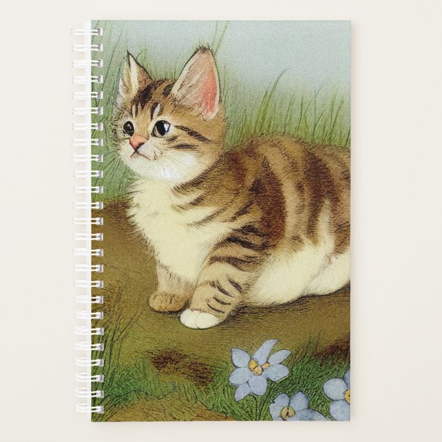 Illustration vintage Kitten avec fleurs (Devant)