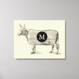 ILLUSTRATION vintage Vache Monogramme toile
