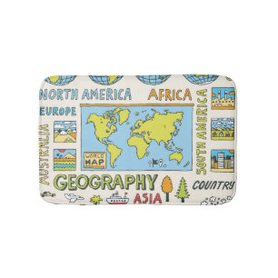 Illustration Vintager Geografie Badematte