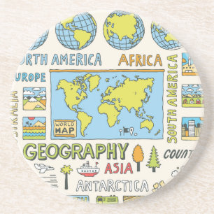Illustration Vintager Geografie Getränkeuntersetzer