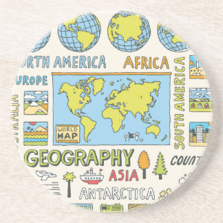 Illustration Vintager Geografie Getränkeuntersetzer