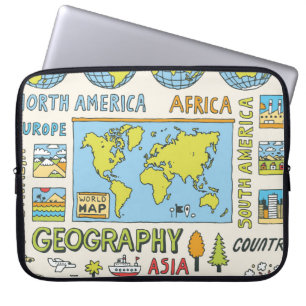 Illustration Vintager Geografie Laptopschutzhülle