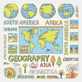 Illustration Vintager Geografie Quadratischer Aufkleber