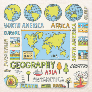 Illustration Vintager Geografie Rechteckiger Pappuntersetzer