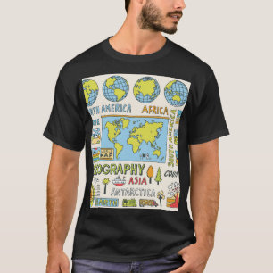 Illustration Vintager Geografie T-Shirt