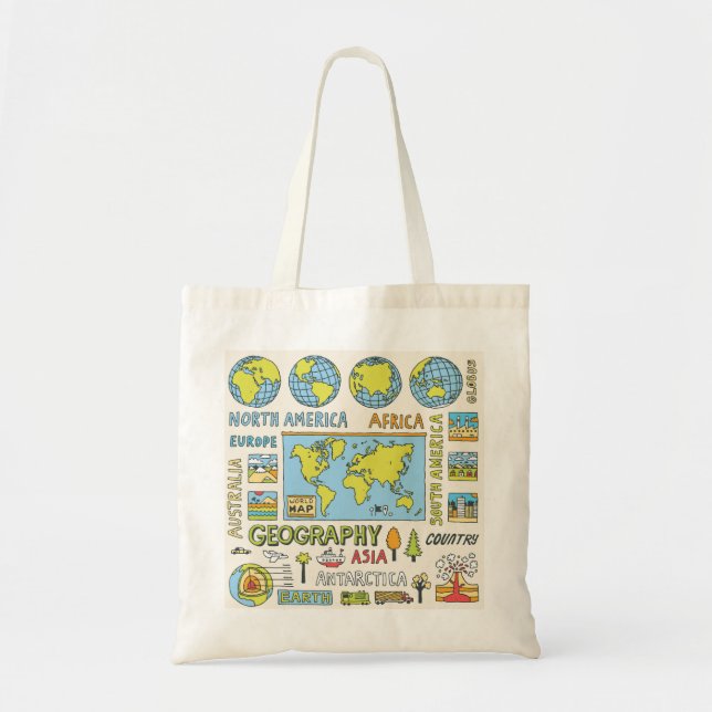 Illustration Vintager Geografie Tragetasche (Vorne)