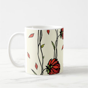 Illustration Vintager roter Blume Kaffeetasse