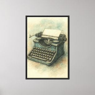 Illustration Vintager Schreibmaschinen Leinwanddruck