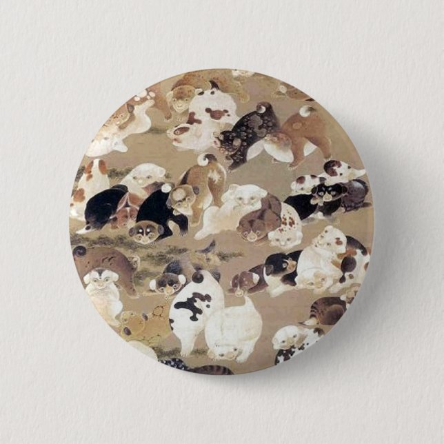Illustration von 100 Hunden durch Ito Jakuchu Button (Vorderseite)