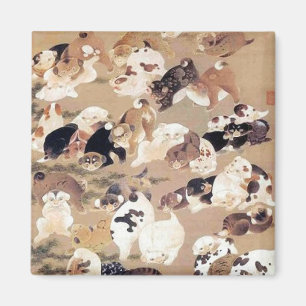 Illustration von 100 Hunden durch Ito Jakuchu Magnet