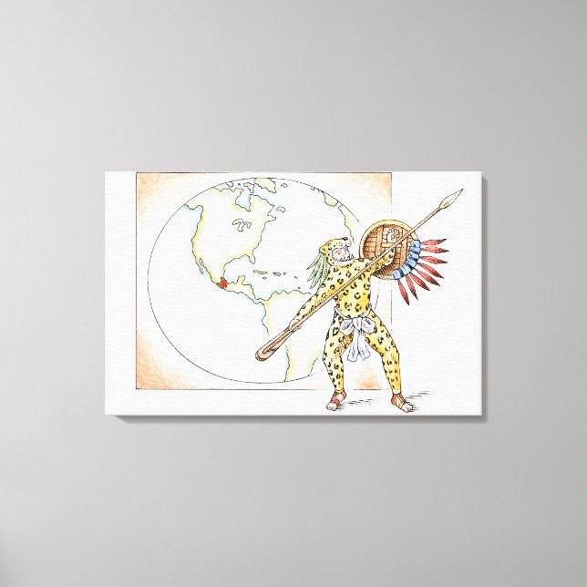 Illustration von Aztec Jaguar Warrior Leinwanddruck (Vorderseite)