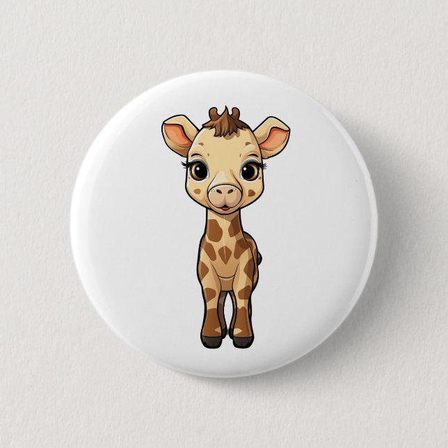 Illustration von Cartoon-Giraffen Button (Vorderseite)