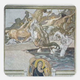 Illustration von Dantes 'göttlichem Comedy Quadratischer Aufkleber