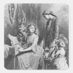 Illustration 'von den Sorgen von Werther Quadratischer Aufkleber